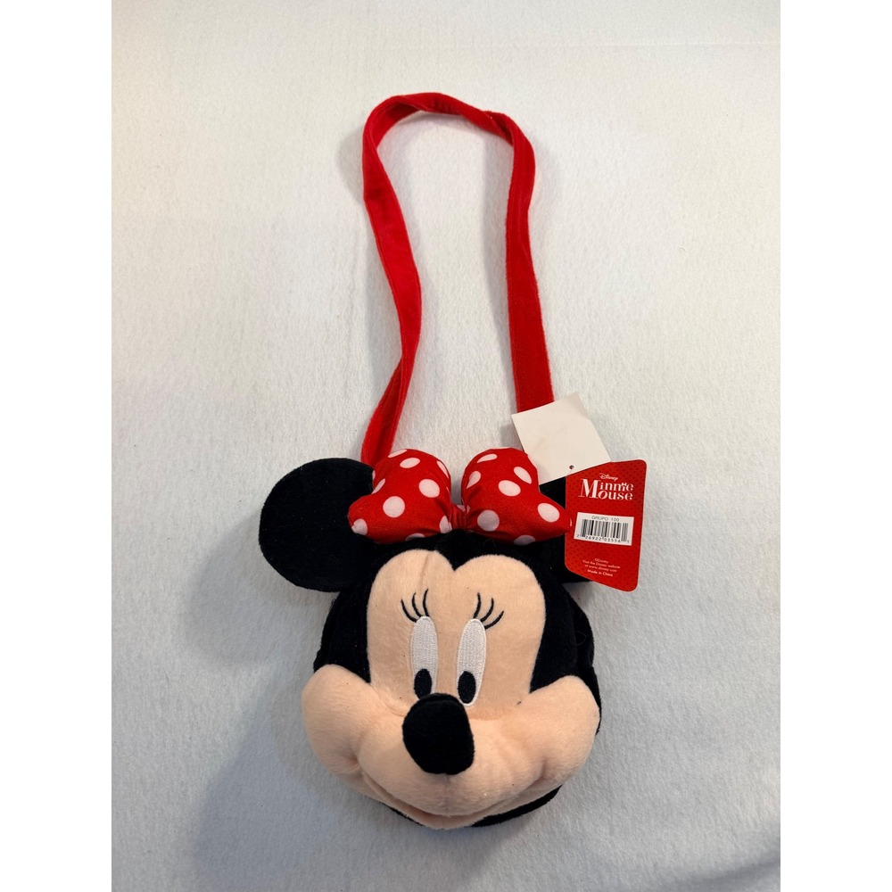 Disney Minnie Mouse Plush Character Purse Red Polka Dot Bow Ruz Crossbody Bag